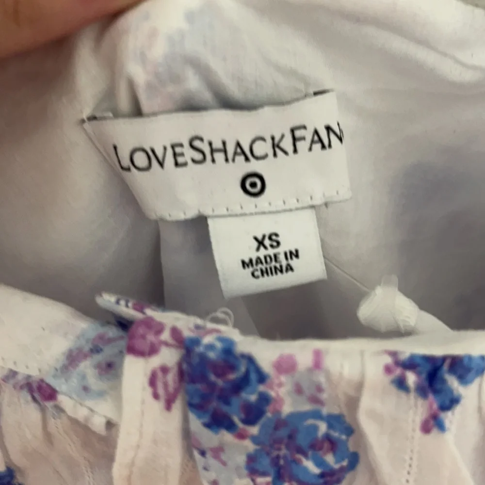 LoveShackFancy White Mini Dress with Blue Floral Print - Picture 3 of 5